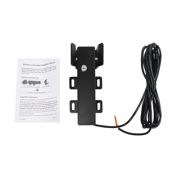Elektrisk lås til port - Automatisk 24V 60W - IP44 - To oplåsningsmetoder - Hulafstand 5 cm - Driftstemperatur -20–60 °C - Sort