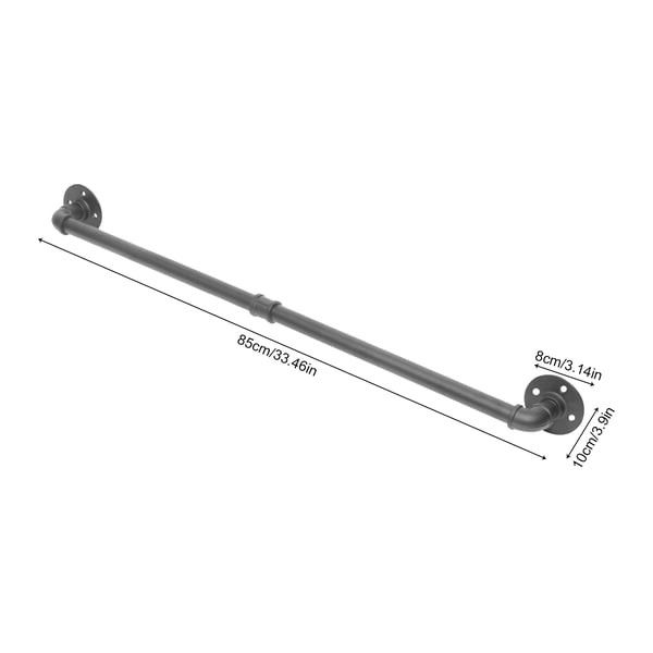 Industriel rør håndklædestang - Vægmonteret håndklædeholder - Jern - Enkel stang - Bæreevne 30 kg - Rørdiameter 2,5 cm - Glat overflade