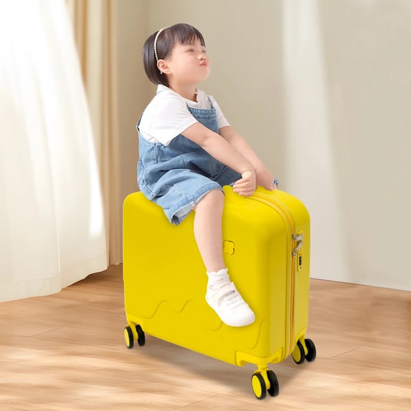 Børnekuffert - Ride-on 46 cm - ABS - Hjul - Lås - Til 4–6 år - Gul
