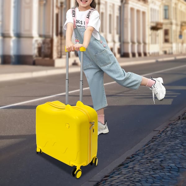 Børnekuffert - Ride-on 46 cm - ABS - Hjul - Lås - Til 4–6 år - Gul