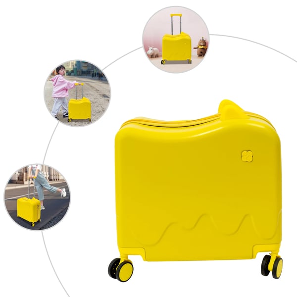 Børnekuffert - Ride-on 46 cm - ABS - Hjul - Lås - Til 4–6 år - Gul