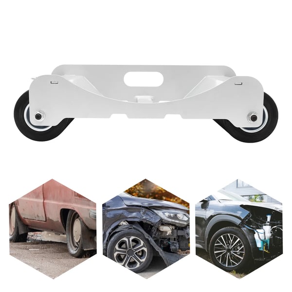 Bil-dolly - Dækskate - Plade design - 2041 kg kapacitet - Til flyt af bil/lastbil i garage/værksted - Bærbar - Hvid