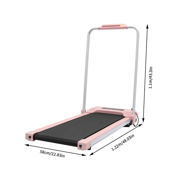 Sammenklappeligt løbebånd - Elektrisk løbebånd - 2,0 HP Støjsvag Motor - LED-display - Til Hjem og Kontor - Bælte 80–120 cm x 30–50 cm - Pink