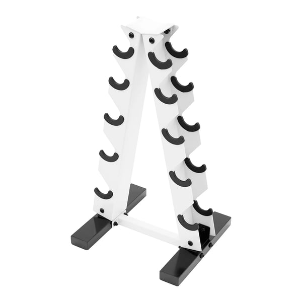 Hantelstativ - A-ramme håndvægtsstativ - 5 Niveauer, 5 Par, Max 100 kg, Stål, 34×32×65 cm - Hvid