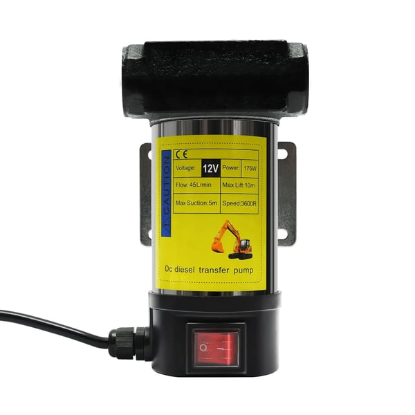 Dieselpumpe - 12V Selvansugende Brændstofpumpe - 50 l/min - 175 W - EU-stik - Med Tankpistol - Til Diesel & Fyringsolie - Sølv