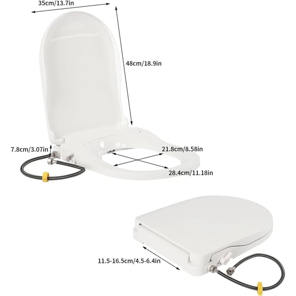 WC-istuinkansi bidellä - D-tyyppi - Kaksoissuuttimet - G 1/2 (1,27 cm) liitäntä - Irrotettava - EU-pistoke - Valkoinen
