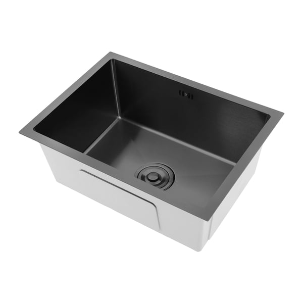 Køkkenvask - Undermonteret enkelt kumme - Rustfrit stål 304 - Med armatur - 55×40×22 cm - Rektangulær - 1 hul - Gul