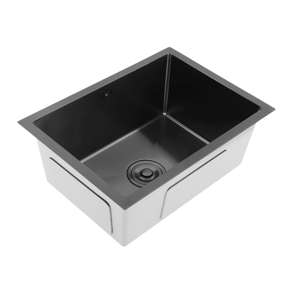 Køkkenvask - Undermonteret enkelt kumme - Rustfrit stål 304 - Med armatur - 55×40×22 cm - Rektangulær - 1 hul - Gul