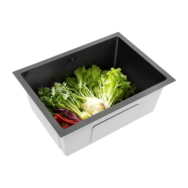 Køkkenvask - Undermonteret enkelt kumme - Rustfrit stål 304 - Med armatur - 55×40×22 cm - Rektangulær - 1 hul - Gul