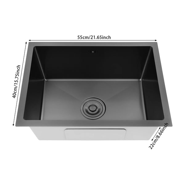 Køkkenvask - Undermonteret enkelt kumme - Rustfrit stål 304 - Med armatur - 55×40×22 cm - Rektangulær - 1 hul - Gul