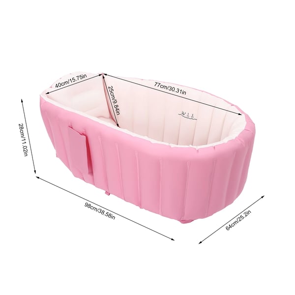 Oppusteligt babybadekar - PVC badekar - Sammenklappeligt - Med luftpumpe - 26×23×7,5 cm - 0–3 år - Ensfarvet