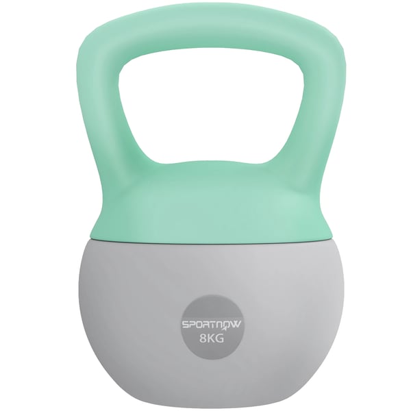 Kettlebell Träningsvikt - 8 kg - Sandfylld - Halkfritt Handtag - För Hemmaträning - För Armträning - 19x19x28 cm - Mint