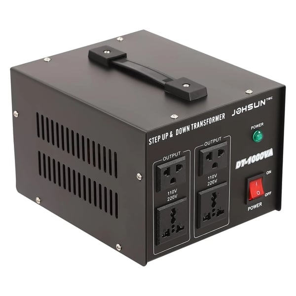 Jännitemuunnin - 1000 W Step Up/Down Muuntaja - 110V↔220V Muunnos - Matkasovitin Laitteille - Musta