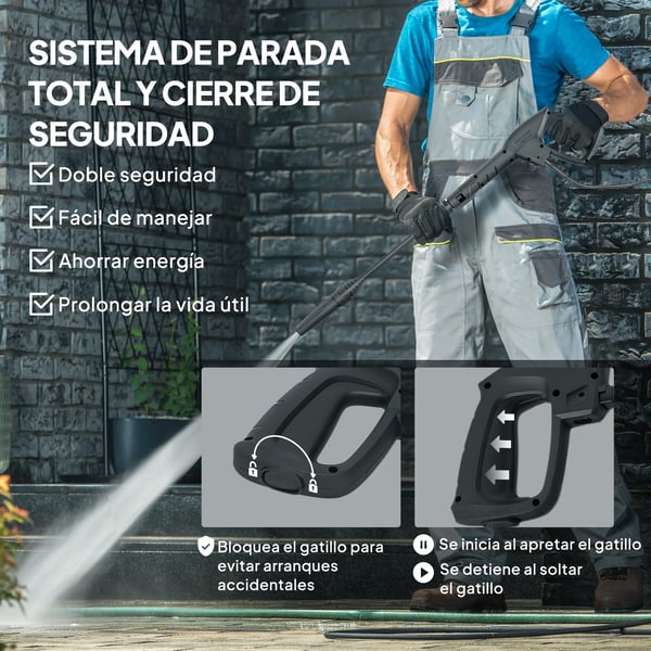 Elektrisk högtryckstvätt - 1800 W - Justerbart munstycke - Automatisk stopp - 30×27,5×76 cm - Plast - Röd