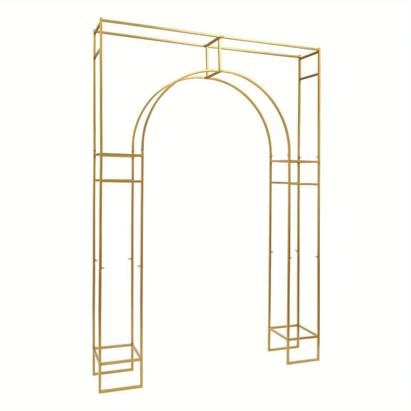 Bryllupsbue - Baggrundsstativ - Kvadratisk indre bue - Metal - 1,8 x 2,4 m - Fritstående - Guld
