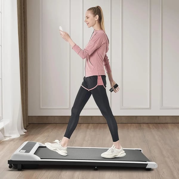 Løbebånd & gåbånd - Elektrisk, foldbart til hjemmet - Display - Løbeflade 50–80 x 30–50 cm - Maks belastning 100 kg - Hvid