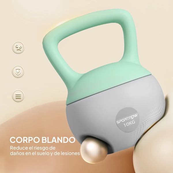 Kettlebell / Viktkula - 10–15 kg - Sandfylld - Halkfritt handtag - Styrketräning - Hemmaträning - Armar - Mintgrön