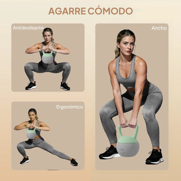 Kettlebell / Viktkula - 10–15 kg - Sandfylld - Halkfritt handtag - Styrketräning - Hemmaträning - Armar - Mintgrön