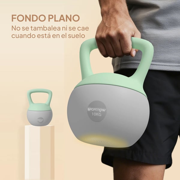 Kettlebell / Viktkula - 10–15 kg - Sandfylld - Halkfritt handtag - Styrketräning - Hemmaträning - Armar - Mintgrön