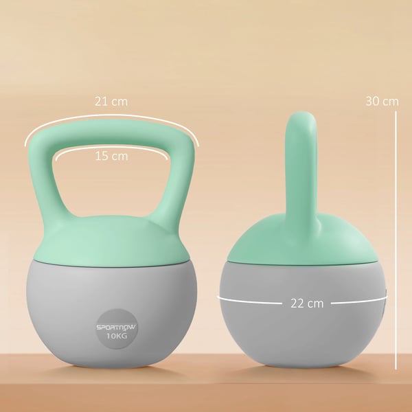 Kettlebell / Viktkula - 10–15 kg - Sandfylld - Halkfritt handtag - Styrketräning - Hemmaträning - Armar - Mintgrön
