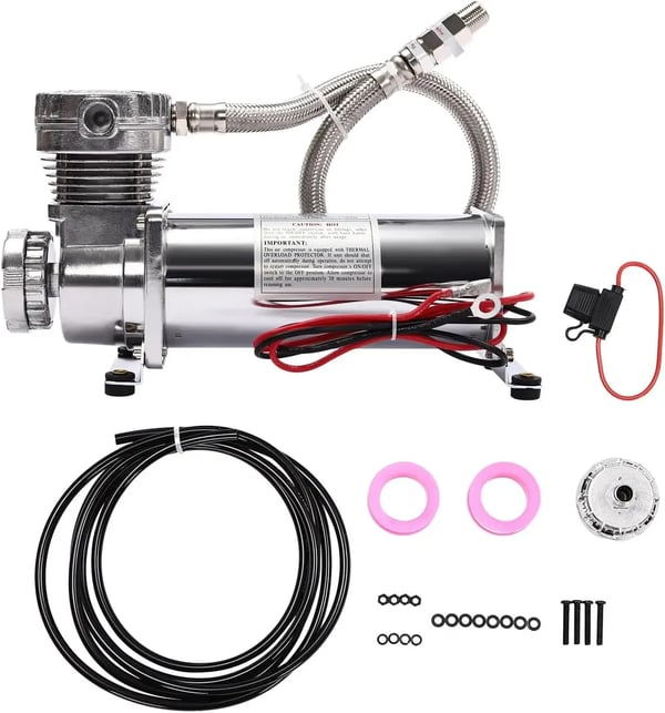Luftkompressor til luftaffjedring - Kompressorsæt - 200-300 W - 200 PSI - 50 L - 23 A - Til horn & luftaffjedringssystem