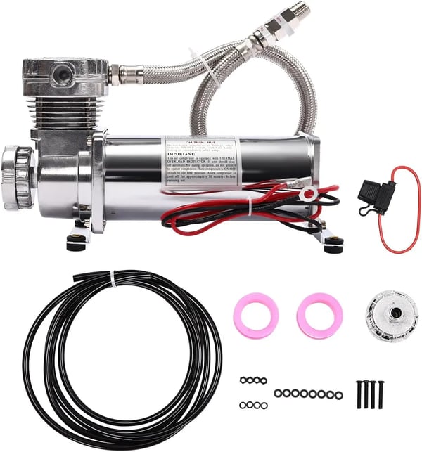 Luftkompressor til luftaffjedring - Kompressorsæt - 200-300 W - 200 PSI - 50 L - 23 A - Til horn & luftaffjedringssystem