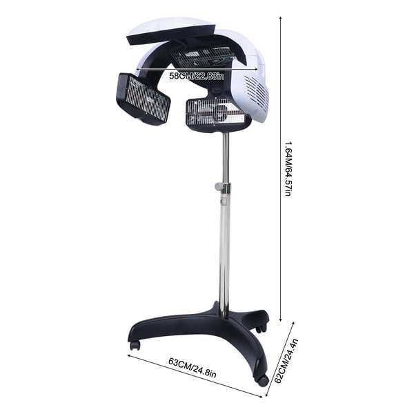 Professionel salonhårtørrer - Stående hættehårtørrer - Effekt 1500 W - Spænding 220 V - LCD-display - Forvarmning 10 s - Rustfrit stål/PP/ABS