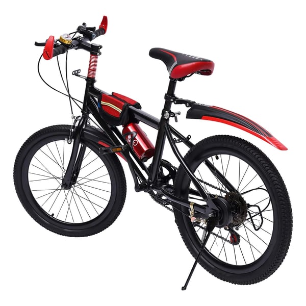 Børnecykel - Mountainbike - 50 cm hjul - 7 gear - Justerbar højde 63–76 cm - Dobbelt affjedring - Stålramme - For kaliperbremse, bag V-bremse - Rød