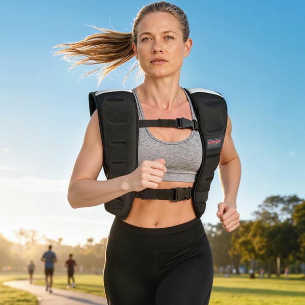 Viktväst - Träningsväst 5 kg - Andningsbart Nätmaterial - 2 Justerbara Remmar - För Styrketräning - Reflexband - Svart