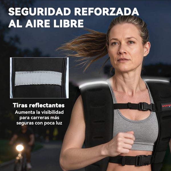 Viktväst - Träningsväst 5 kg - Andningsbart Nätmaterial - 2 Justerbara Remmar - För Styrketräning - Reflexband - Svart