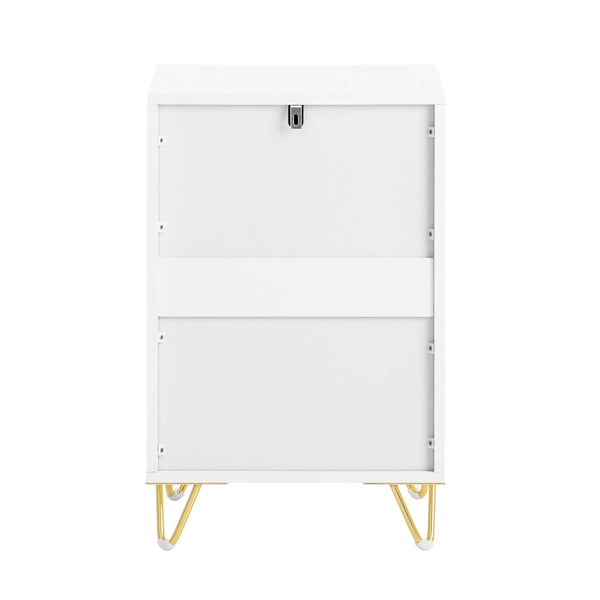 Natbord / Sengebord - FBT115-L 3 Skuffer - Højde 63 cm - Træ - Minimalistisk Moderne - Samling Påkrævet - Hvid