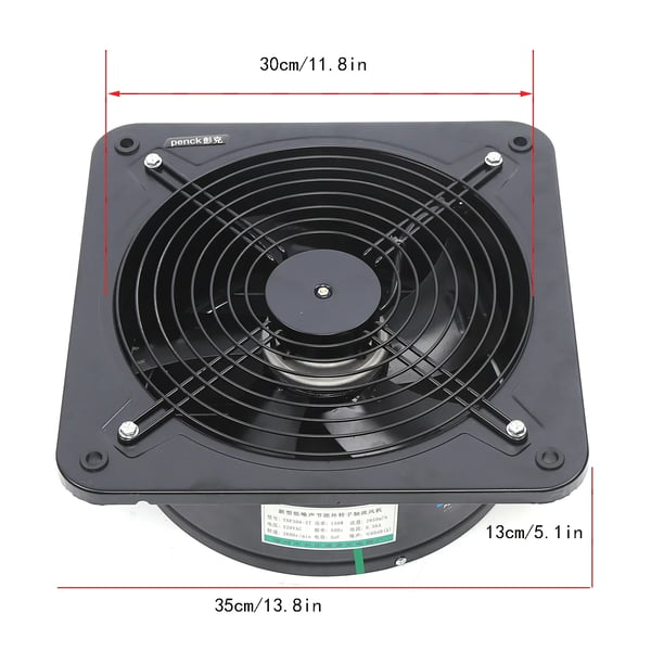 Vægventilator - Udsugningsventilator - 150 W - 220 V - 2677 omdr./min - Sort