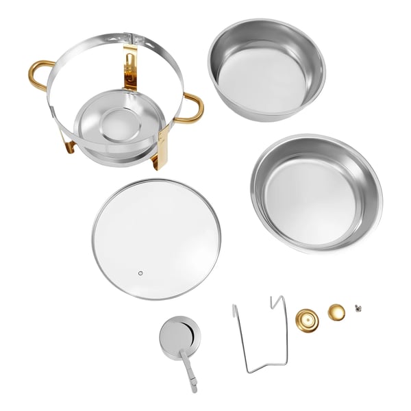 Buffetgryde sæt - Chafing dish - Rustfrit stål 201/410 - Varmebestandig - Rustbestandig - Sikker og holdbar - Sølv og guld
