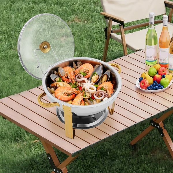 Buffetgryde sæt - Chafing dish - Rustfrit stål 201/410 - Varmebestandig - Rustbestandig - Sikker og holdbar - Sølv og guld