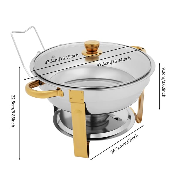 Buffetgryde sæt - Chafing dish - Rustfrit stål 201/410 - Varmebestandig - Rustbestandig - Sikker og holdbar - Sølv og guld