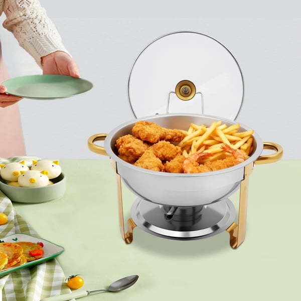 Buffetgryde sæt - Chafing dish - Rustfrit stål 201/410 - Varmebestandig - Rustbestandig - Sikker og holdbar - Sølv og guld
