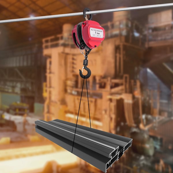 Kædetalje - Håndkædetalje - Kapacitet 1000 kg - Løftehøjde 4 m - Kædeblok i stål - Til værksted og garage - Rød