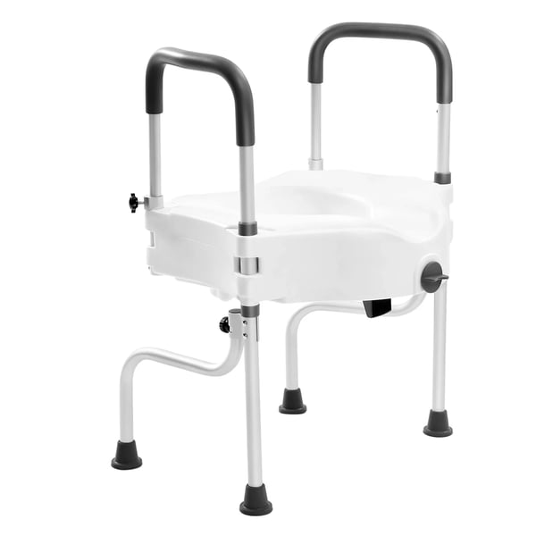 WC-istuinkoroke - Käsinojilla - Säädettävä korkeus 15–23 cm - Kantavuus 150 kg - Alumiiniseos - Valkoinen