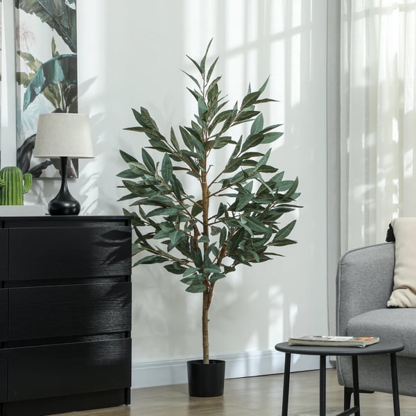 Konstgjort lagerträd - Golvstående konstväxt - 150 cm - Silkesblad - För utomhus/balkong - Grön