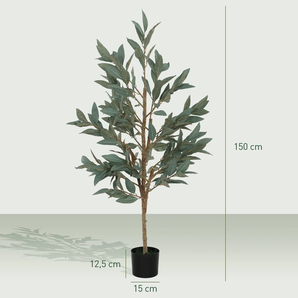 Konstgjort lagerträd - Golvstående konstväxt - 150 cm - Silkesblad - För utomhus/balkong - Grön