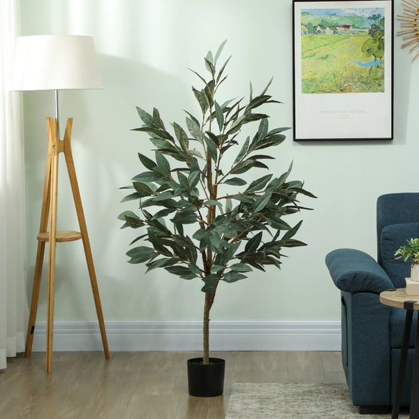 Konstgjort lagerträd - Golvstående konstväxt - 150 cm - Silkesblad - För utomhus/balkong - Grön