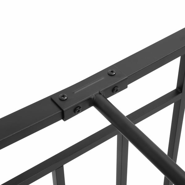 Sängram i metall - Enkelsäng - För madrass 90x190 cm - Huvudgavel i fjärilsform - 31 cm fri höjd för förvaring - Mått 95x196x100 cm - Svart