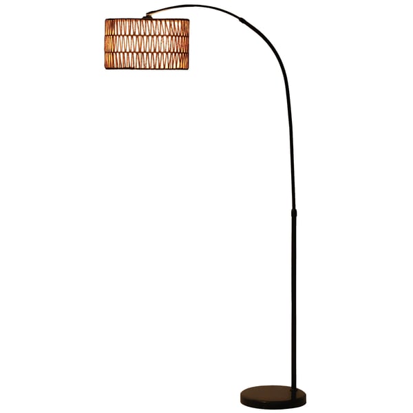 Golvlampa - Klassisk modell - Justerbar höjd - Fotströmbrytare - E27-sockel - LED-kompatibel - Metall & tygskärm - Svart