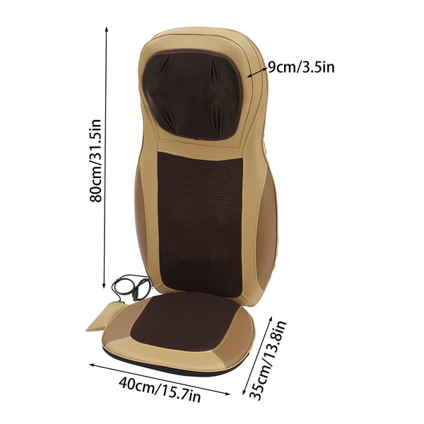 Shiatsu massagesæde - Sædepude til ryg og nakke - 70 W - 3 Massagetilstande - Varmefunktion - Justerbar højde - Lysebeige