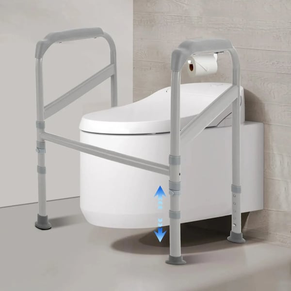 Oprejsningsstøtte til toilet - Fritstående sikkerhedsramme - Højdejusterbar 65-86 cm - Bæreevne 200 kg - 56x46 cm - Kulstofstål & PE