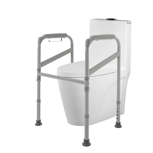 Oprejsningsstøtte til toilet - Fritstående sikkerhedsramme - Højdejusterbar 65-86 cm - Bæreevne 200 kg - 56x46 cm - Kulstofstål & PE