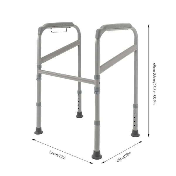 Oprejsningsstøtte til toilet - Fritstående sikkerhedsramme - Højdejusterbar 65-86 cm - Bæreevne 200 kg - 56x46 cm - Kulstofstål & PE