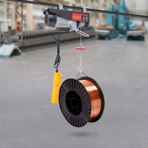 Elektrisk talje/elspil - 500 W motor - 250 kg løftekapacitet - kablet fjernbetjening - 18 m stålkabel - sort