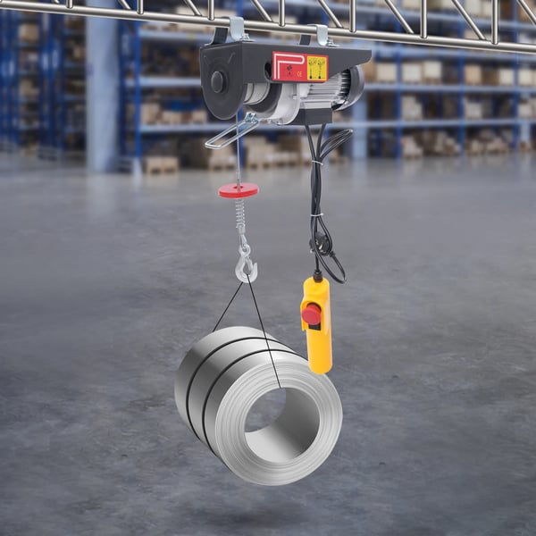 Elektrisk talje/elspil - 500 W motor - 250 kg løftekapacitet - kablet fjernbetjening - 18 m stålkabel - sort