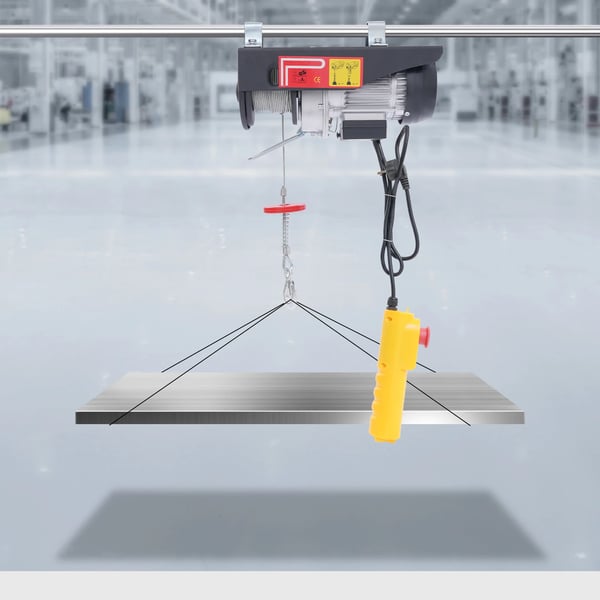 Elektrisk talje/elspil - 500 W motor - 250 kg løftekapacitet - kablet fjernbetjening - 18 m stålkabel - sort